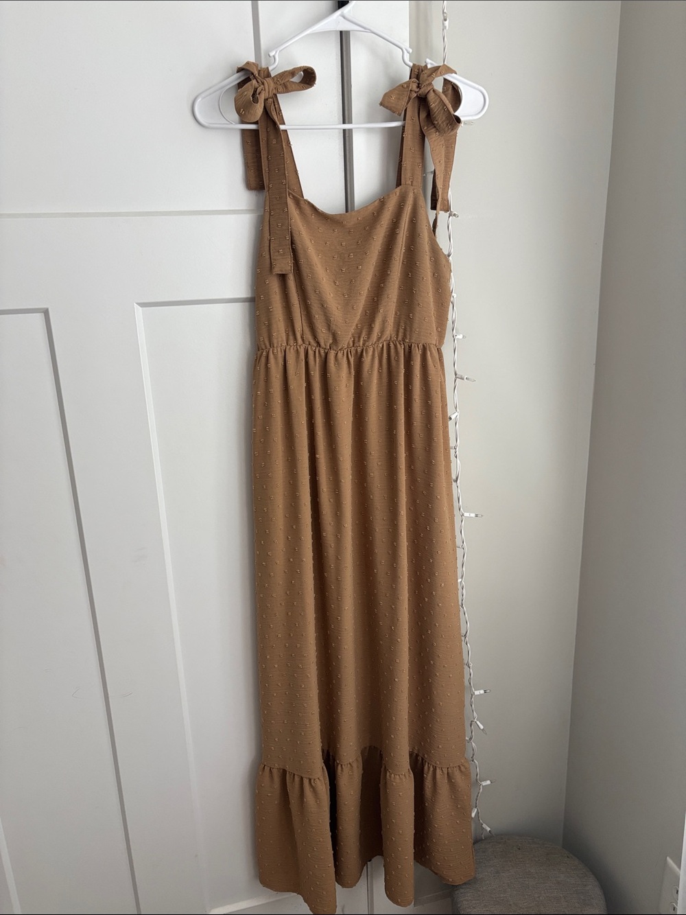 SO Tan Maxi Dress with Tie Straps